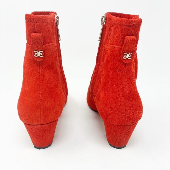 Sam Edelman Karlee Red Suede Ankle Booties 8 - Picture 5 of 7